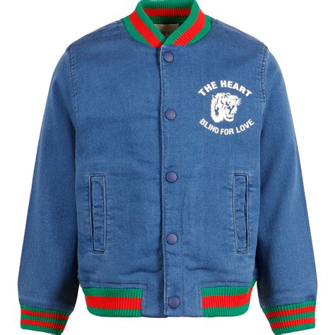 gucci baby bomber jacket|Gucci men's denim trucker jacket.